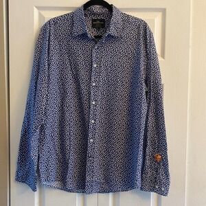 Rodd & Gunn Mens Large Navy Floral Long Sleevve Dress Shirt Italy